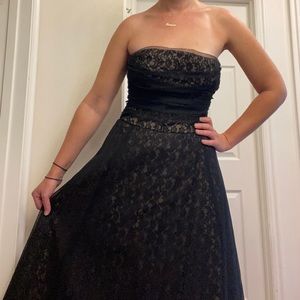 BCBGMaxAzria Strapless Black Lace Formal Dress